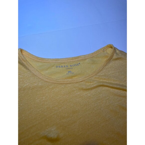 Derek Rose mustard yellow linen scoop neck tee - Picture 2 of 4